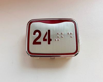 Кнопка приказа прямоугольная ASY этаж "24" с Брайлем